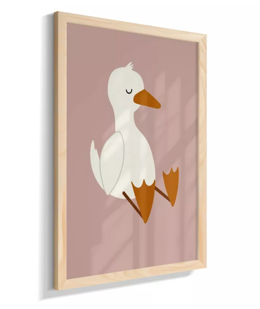 Pato sentado dormindo (fundo rose)