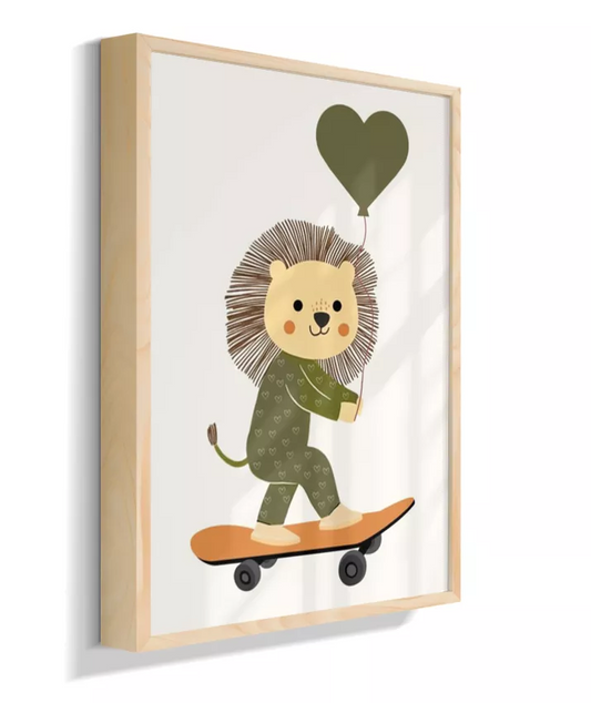 Leao no skate com coração