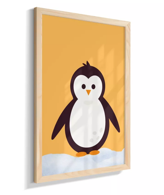 Pinguim na neve (fundo amarelo)