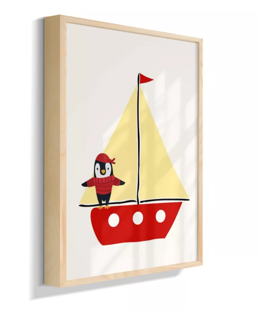 Barco com pinguim marinheiro