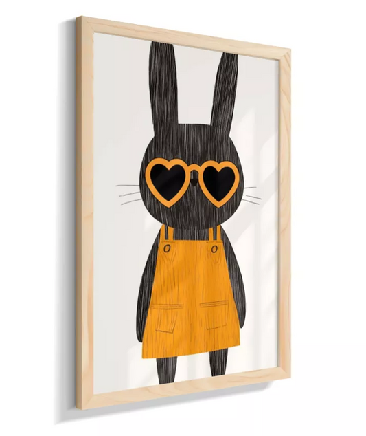 Coelhinha com óculos vestido laranja