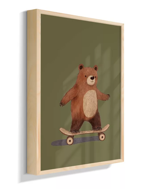 Urso skatista (fundo verde)