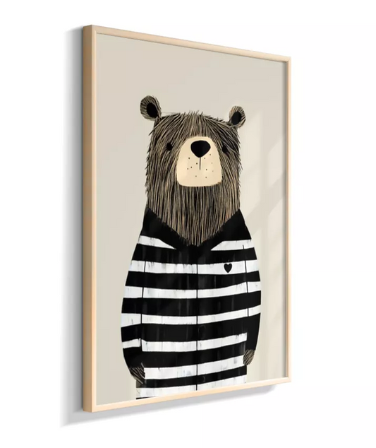 Urso com casaco listrado p/b (fundo neutro)