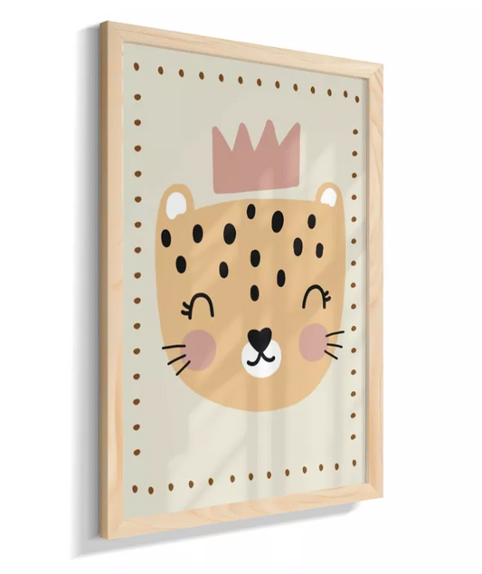 Onça na moldura com detalhes (boho)