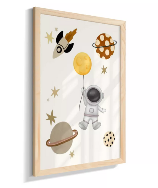 Astronauta com balão da lua no espaço (neutro)