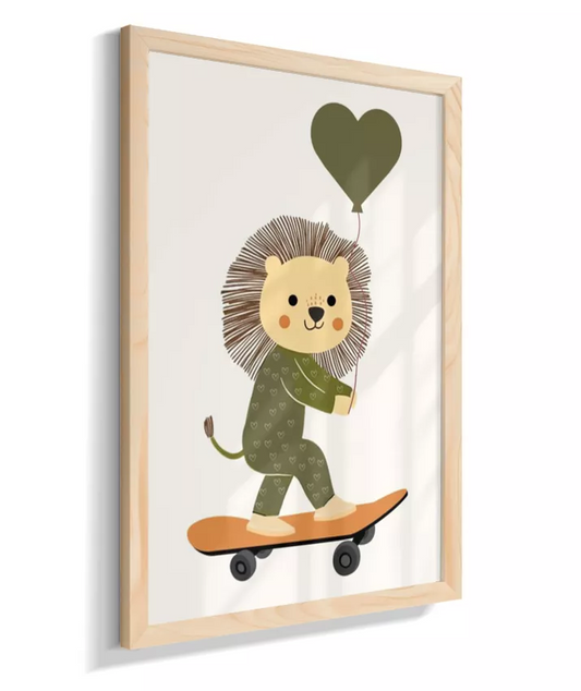 Leao no skate com coração