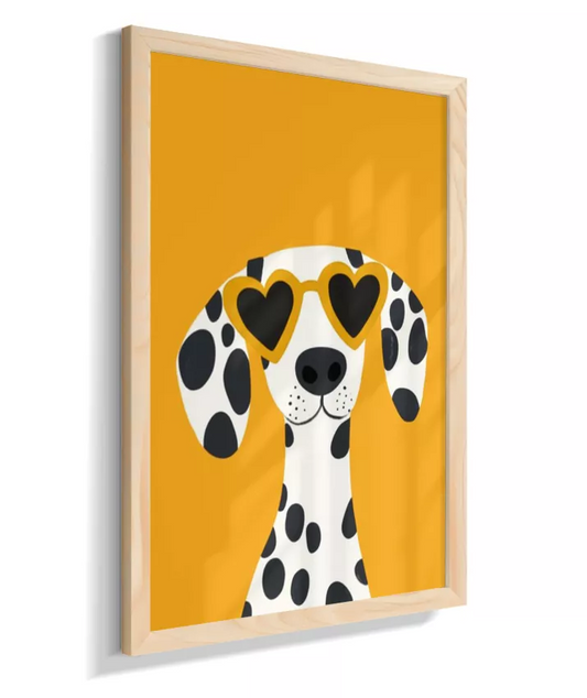 Dálmata com óculos (fundo amarelo)