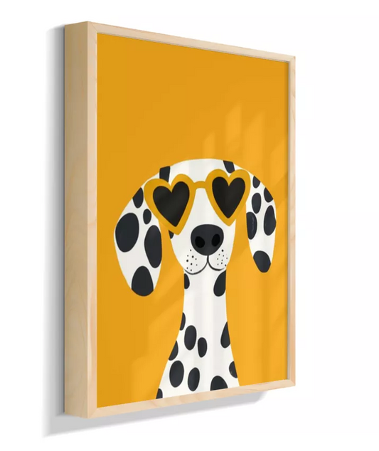 Dálmata com óculos (fundo amarelo)
