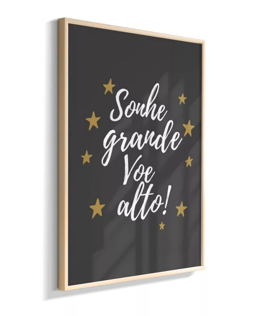 Sonhe grande, voe alto (texto branco no fundo preto)