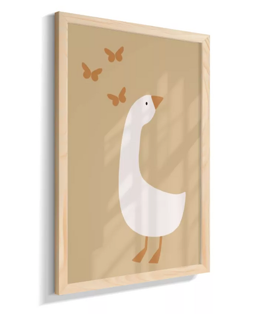 Pato com borboletas (fundo amarelo)