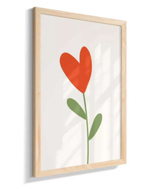 Flor vermelha coração (fundo bege)