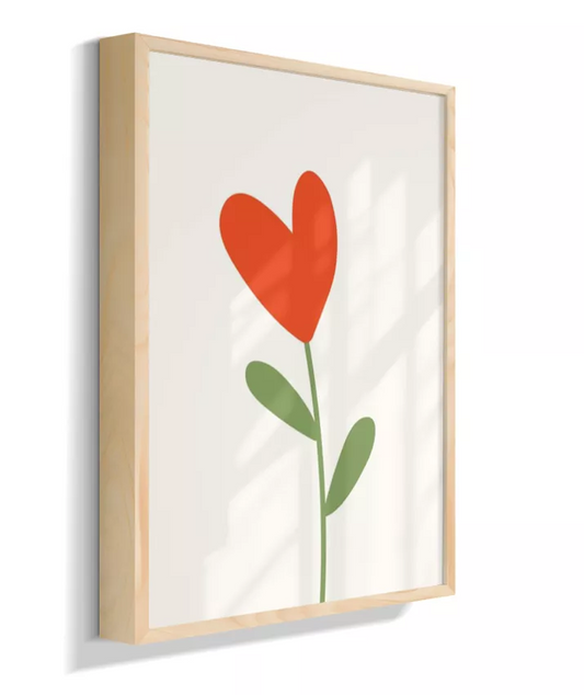 Flor vermelha coração (fundo bege)