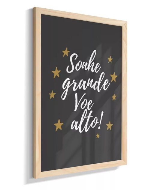 Sonhe grande, voe alto (texto branco no fundo preto)