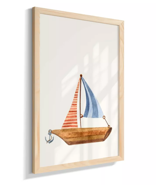 Barco a vela nautico com ancora