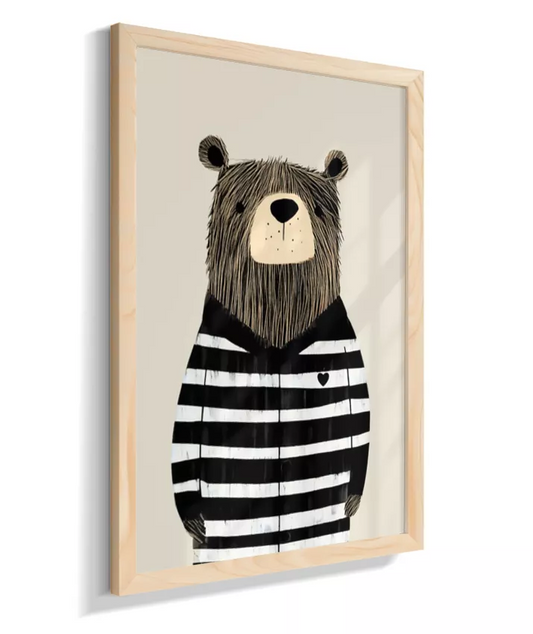 Urso com casaco listrado p/b (fundo neutro)