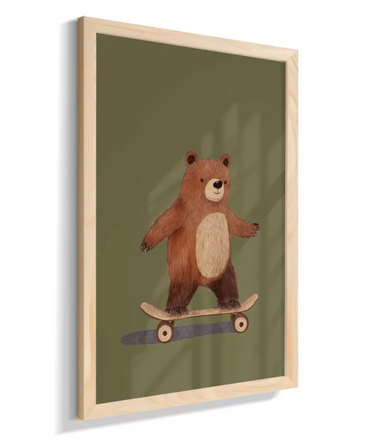 Urso skatista (fundo verde)