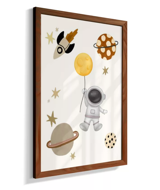Astronauta com balão da lua no espaço (neutro)