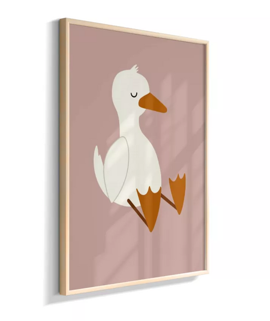 Pato sentado dormindo (fundo rose)