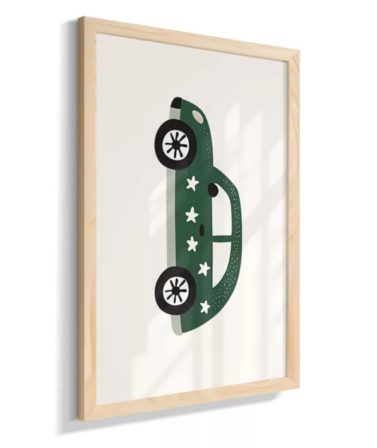 Carro verde com estrelas