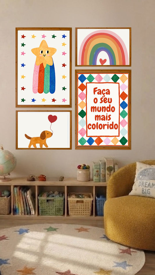 Kit 4 Quadros: Cores (colors)