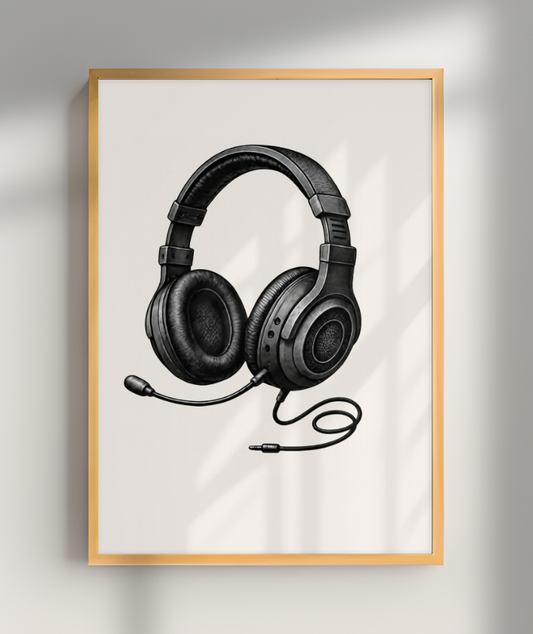 Fone video game (preto e branco)