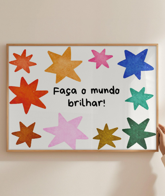 Faça o mundo brilhar - estrelas coloridas (horizontal)
