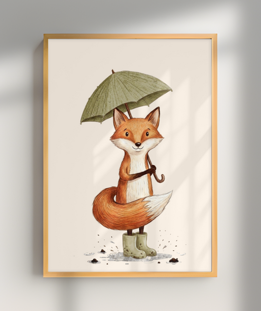 Raposa com guarda-chuva