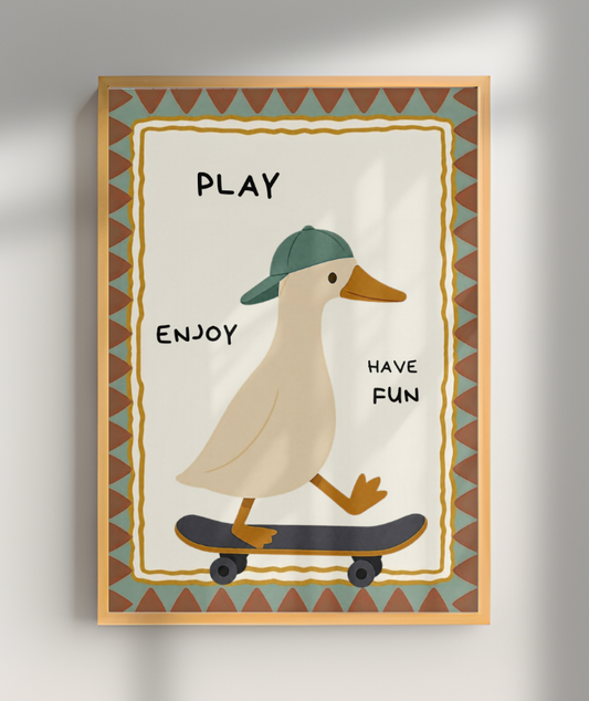 Pato com skate (Play, enjoy, have fun)