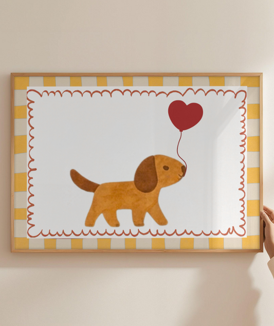 Cachorro com coração (amarelo e na horizontal)