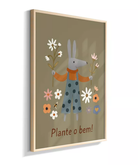 Coelho no jardim - Plante o bem (fundo esverdeado)