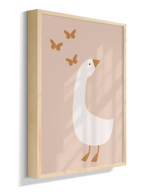 Pato com borboletas (fundo rose)