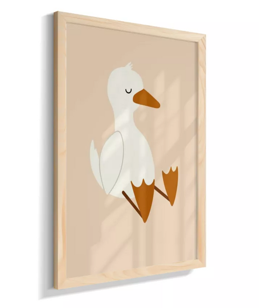 Pato sentado dormindo (fundo bege)