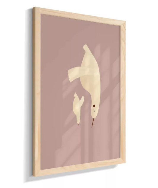 Gaivotas - mãe e filhote (rosa)