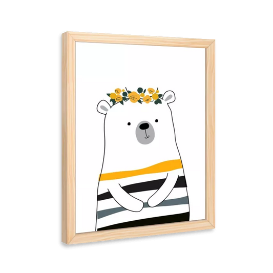 Ursa listrada com coroa de flores