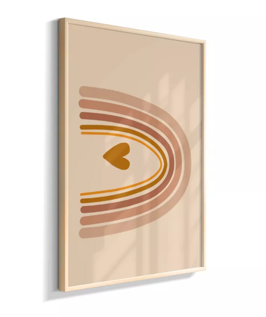 Arco-íris com coração na horizontal (rose com fundo neutro)