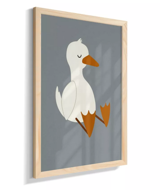 Pato sentado dormindo (fundo azul)