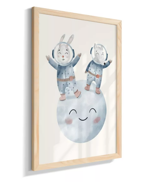 Coelho e lobo astronautas (neutro)