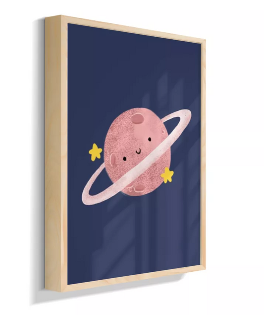 Saturno rosa (fundo azul)