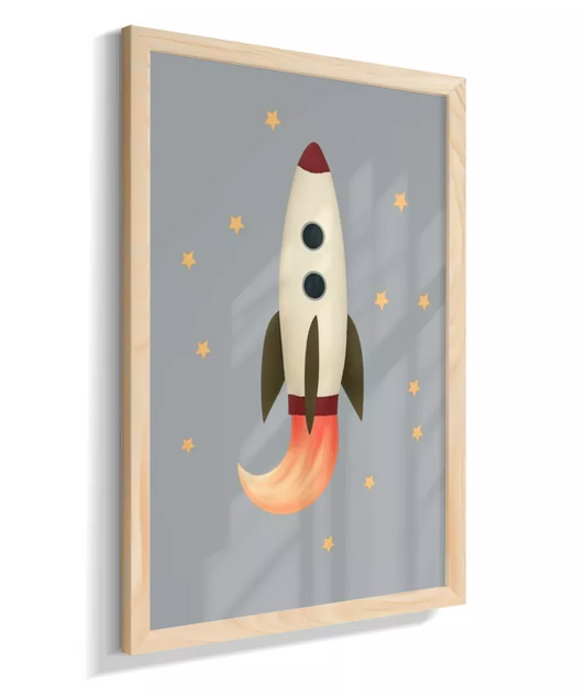 Foguete com estrelas (fundo azul)