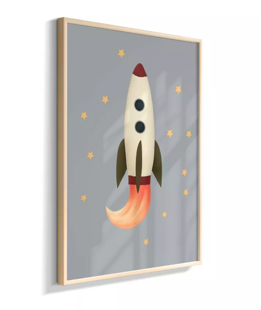 Foguete com estrelas (fundo azul)