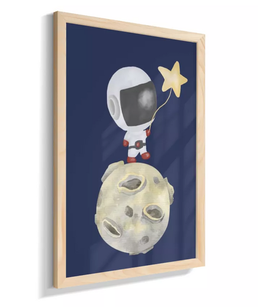 Astronauta com estrela na lua (azul)