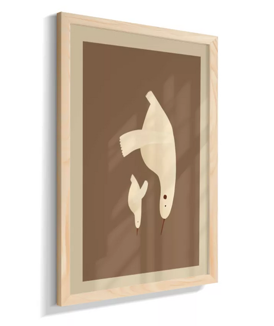 Gaivotas - mãe e filhote (marrom com bege)