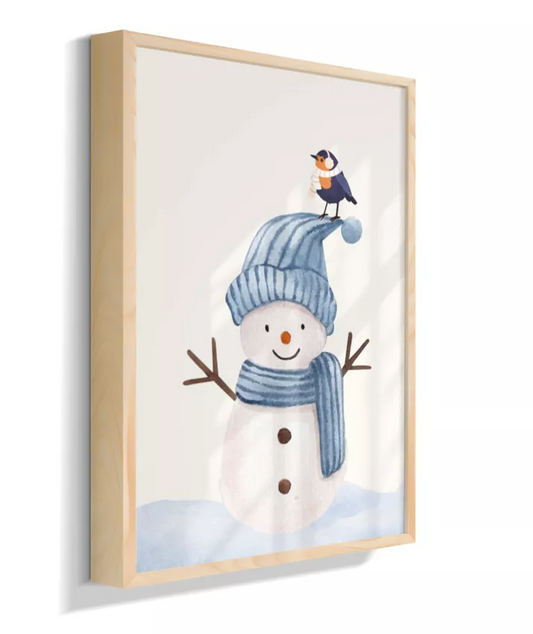 Boneco de neve com passarinho