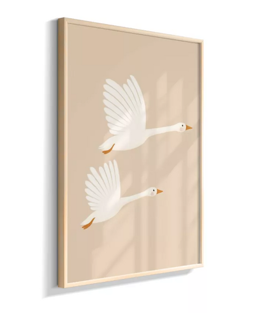 Gansas voando (fundo bege)