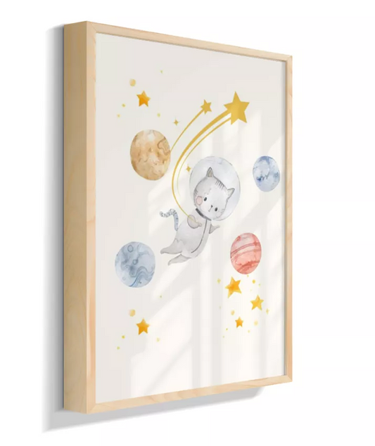 Gata astronauta com planetas (neutro)