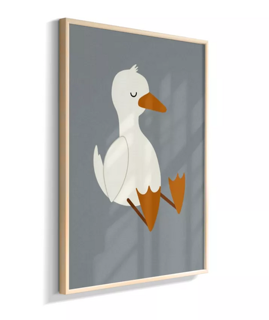 Pato sentado dormindo (fundo azul)