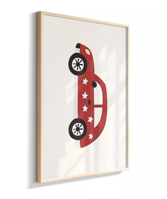 Carro vermelho com estrelas