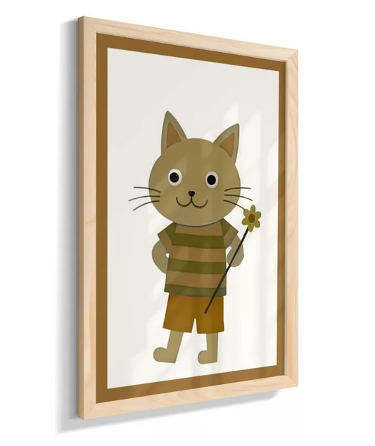 Gatinho com flor (detalhe simulando moldura marrom)