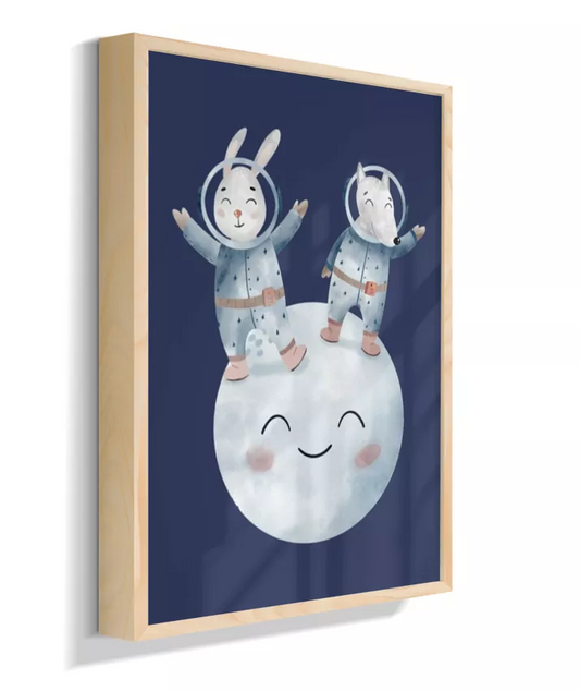 Coelho e lobo astronautas (azul)