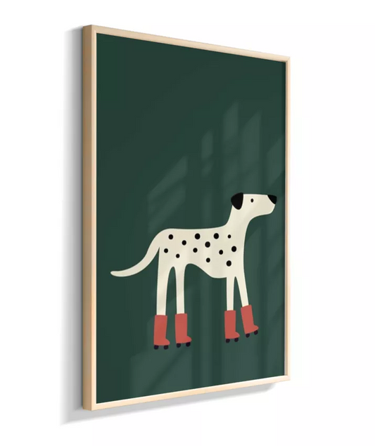 Dálmata de patins (fundo verde)